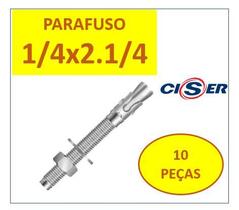 Chumbador Parabolt Pbc Inox 1/4 X 2.1/4 Polido 10 Peças