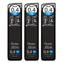 Chumbo mecânico Pentel Ain AMZ-XC284HB3P 0,4 mm HB, pacote com 3 Chumbo mecânico Pentel Ain AMZ-XC284HB3P 0,4 mm HB, pacote com 3