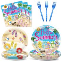 CHUNNIN 96 unidades Hello Summer Paper Prates, conjunto de guardanapos, 23 cm CHUNNIN 96 unidades Hello Summer Paper Prates, conjunto de guardanapos, 23 cm
