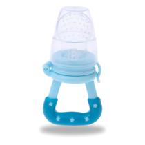 Chupeta Alimentadora De Bebê Menino Infantil Masculino +6m Bico Silicone Porta Fruta Vegetal Azul