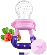 Chupeta Alimentadora Mordedor Porta Frutas para Bebês Bico de Silicone Rosa - Art Baby