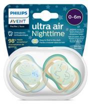Chupeta Avent Ultra Air Brilha Escuro 0-6 Meses Menino Azul
