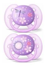 Chupeta Avent Ultra Soft 6-18 Meses Decorada Lilas Flores SCF227/22