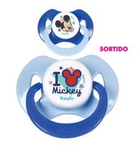 Chupeta Baby Go Fase 1 Com Capuz Silicone Orto Mickey Baby Azul