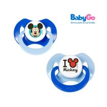 Chupeta Baby Go Fase 2 Com Capuz Silicone Orto Mickey Azul