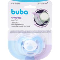Chupeta Bebe Buba Bico Simétrico Anticolica com Tampa Protetora Brilha no Escuro 0 a 6 e 6+ meses