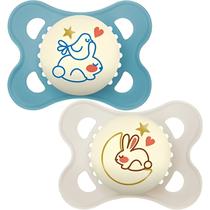 Chupeta Bico Silicone Original Mam Estojo Brilha Azul Neutro