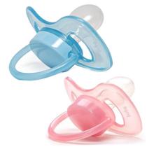 Chupeta Buba Comfort Bico de Silicone Ultra Soft com Tampa Protetora Livre de BPA azul rosa