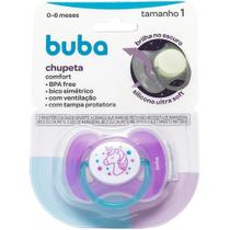 Chupeta Buba Comfort Noturna Tamanho 1 (0 a 6 meses) - Rosa Unicórnio