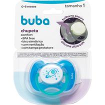 Chupeta Buba Comfort Ultra Soft Ventilação Tam 1 Com Tampa Protetora* de Bico Silicone Para Bebê 0-6 meses