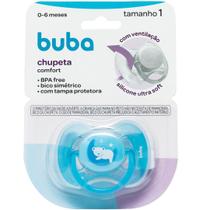 Chupeta Buba Comfort Ultra Soft Ventilação Tam 1 Com Tampa Protetora* de Bico Silicone Para Bebê 0-6 meses