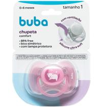 Chupeta Buba Comfort Ursinho Rosa Tamanho 1 (0 a 6 meses) - Urso Rosa