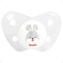 Chupeta Coelho BabyGo Silicone Branco Tamanho 1 0 à 6 Meses