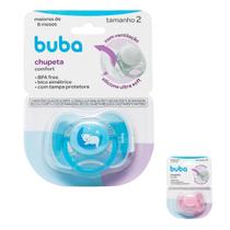 Chupeta Com Tampa Comfort Bico Simétrico Fase 2 Azul Rosa Buba