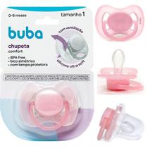 Chupeta Comfort Ultra Soft Tam 1 ou Tam 2 Para Bebês com Tampa Protetora Bico Simétrico - Buba