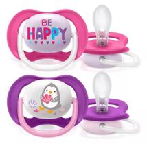 Chupeta Dupla Ultra Air Happy Menina 6-18M Avent Chupeta Dupla Ultra Air Happy Menina 6-18M Avent