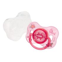 Chupeta Kuka Bico Redondo de Silicone - 6M+ C/Capa Rosa 2267
