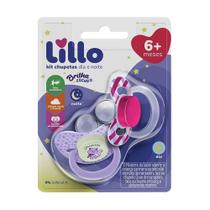 Chupeta Lillo Dia e Noite Silicone Tamanho 2 Rosa - Embalagem com 2 Unidades