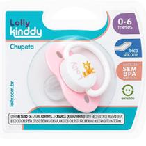 Chupeta Lolly Fase 1 Zoo Bona Silicone Redondo Rosa
