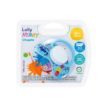 Chupeta Lolly Nenny Azul Bico de Silicone +6 Meses
