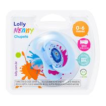 Chupeta Lolly Nenny Bico Silicone 0 a 6 Meses Azul Estampas Sortidas 1 Unidade