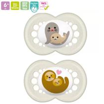 Chupeta Mam 6 meses+ c/ 2 unidades neutra decorada Chupeta Mam 6 meses+ c/ 2 unidades neutra decorada