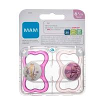Chupeta MAM Air Dupla Girl 6+ Meses Roxa e Rosa 2 Unidades