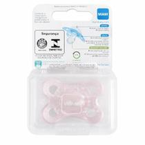 Chupeta Mam de 0 á 6 Meses, Disco Curvado Para Máximo Conforto, Bico de Silicone SkinSoft, Rosa.