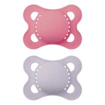 Chupeta MAM Original Matte de 0 a 6 meses para menina, pacote com 2 unidades com estojo