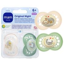 Chupeta MAM Original Night 6+ Meses Brilha No Escuro Embalagem Dupla Menino Menina Baby MAM Cor:Neutro