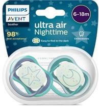 Chupeta Philips Avent Ultra Air Nighttime 6 a 18 meses Lua e Estrela