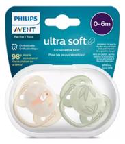 Chupeta Philips Avent Ultra soft dulpa verde folha e passaro 0-6m