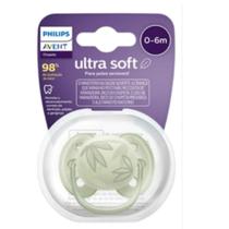 Chupeta Philips Avent ultra soft verde folhas de 0-6 meses