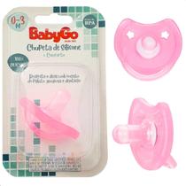 Chupeta Silicone 0-3meses Macia Chupeta Rn Bebê Conforto Rosa Baby Go
