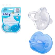 Chupeta Silicone Dupla Lolly Azul e Transparente 0 à 6 meses