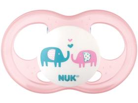 Chupeta Silicone Ortodôntico NUK Baby Care - Infinity Girl Clean Rosa Elefante 0 a 6 Meses