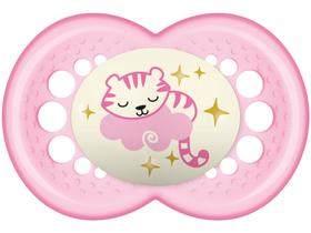 Chupeta Silicone Ortodôntico Simétrico MAM - Night Rosa 6+ Meses