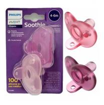 chupeta soothie dupla 4-6 menina rosa philips avent