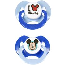Chupeta T1 Mickey Azul Menino Com Capuz e Bico de Silicone Ortodontico de 0 a 6 Meses 2 unidades Disney