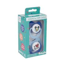 Chupeta T1 Mickey Azul Menino Com Capuz e Bico de Silicone Ortodontico de 0 a 6 Meses com 2 unidades Disney