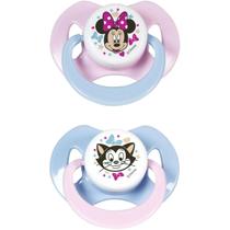 Chupeta T2 Minnie Rosa Menina Com Capuz e Bico de Silicone Ortodontico +6 Meses 2 unidades Disney