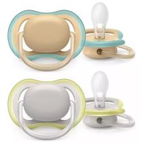 Chupeta Ultra Air 0-6M Lisa Amarela Cinza C/2 Philips Avent