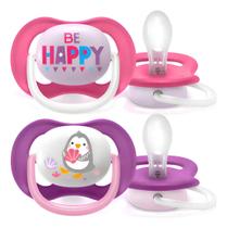 Chupeta Ultra Air 6-18m Pinguim rosa e roxo 2 unidades Philips Avent