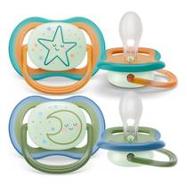 Chupeta Ultra Air c/2 Lua/Estrela Azul e Verde 18 M+ Avent Chupeta Ultra Air c/2 Lua/Estrela Azul e Verde 18 M+ Avent