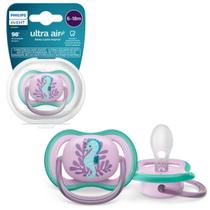 Chupeta Ultra Air Cavalo Marinho Rosa 6-18 meses - Avent