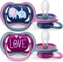 Chupeta Ultra Air Dupla Decorada 18m+ Azul e Rosa - Philips Avent