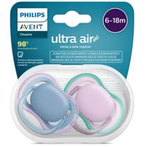 Chupeta ULTRA AIR Dupla Lisa 6-18M Azul e Rosa Philips AVENT SCF085/34