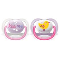 Chupeta Ultra Air dupla menina 0-6 meses SCF 080/20 rosa e branca - Philips Avent Chupeta Ultra Air dupla menina 0-6 meses SCF 080/20 rosa e branca - Philips Avent