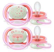 Chupeta Ultra Air Dupla Night Time 6-18 Meses Menina Avent