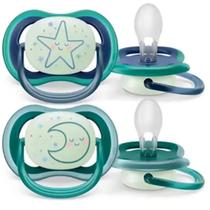 Chupeta Ultra Air Noturna 6-18m Azul/verde - Dupla - Philips Chupeta Ultra Air Noturna 6-18m Azul/verde - Dupla - Philips